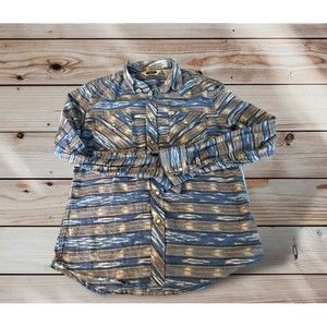 Salt Valley Men’s Size  Medium Blue pearl snap Western Shirt Ranch Aztec Cloud
